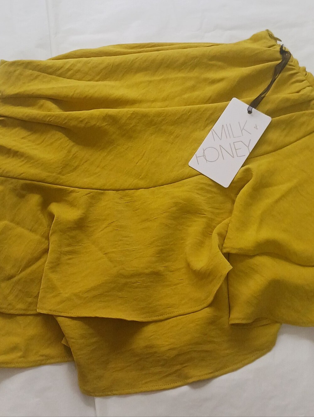 Milk And Honey Mustard Ruffle Layered Skirt